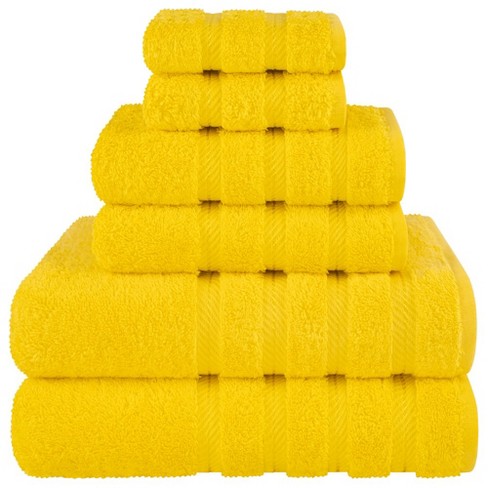 Shop Super Soft Cotton Quick Dry Bath Towel 6 Piece Set Yellow, Bath Towels