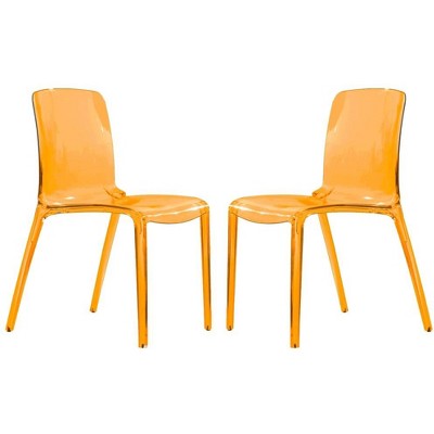 LeisureMod Murray Waterfall Edge Design Plastic Dining Chair, Set of 2