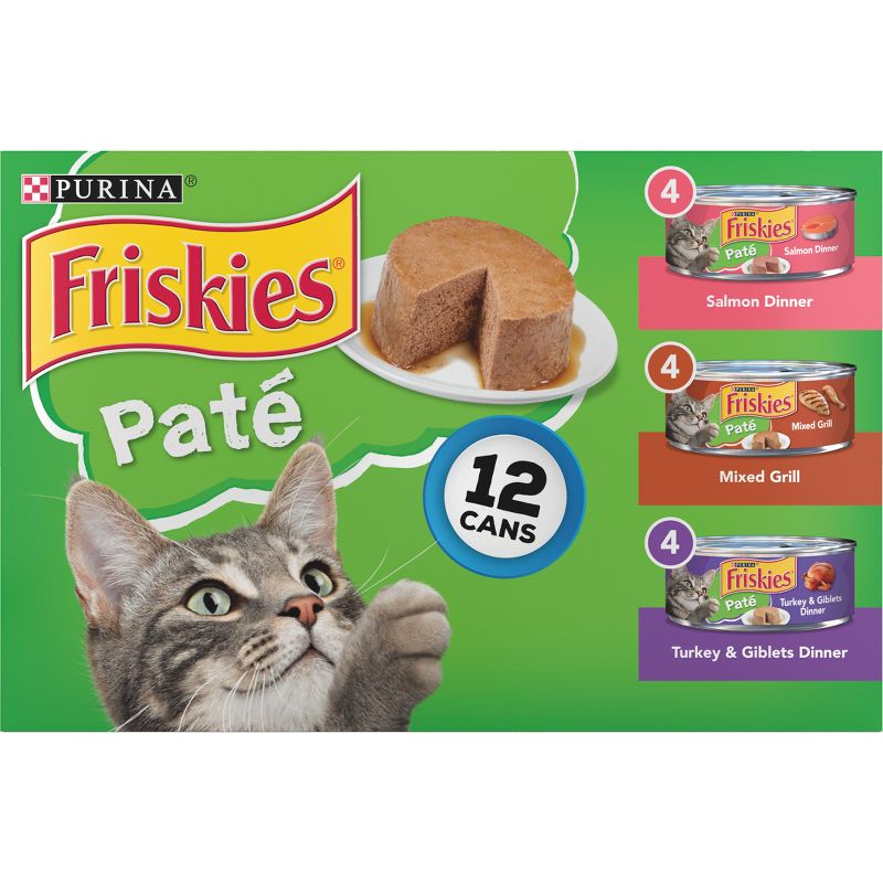 Purina Friskies Pat&#233; Salmon, Mixed Grill &#38; Turkey Wet Cat Food - 5.5oz/12ct Variety Pack, 1 of 7