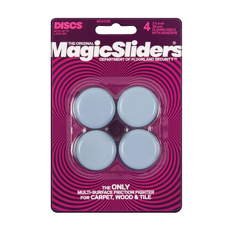 Magic Sliders Gray 1-1/2 in. Adhesive Plastic Sliding Discs 4 pk, 2 of 3