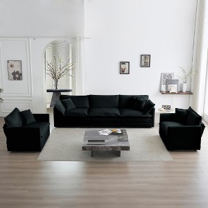 APRILSOUL 3 Pieces Modern Style Sofa Set, 1+1+3 Seats, Accent Chair, Loveseat, 3-Seat Sofa, Chenille Fabric - 1 of 4
