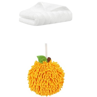 REGALWOVEN Absorbent Quick Drying Solid Decorative Hand Towels for Bathroom 14" x 30"/6" x 6" 2 Pcs