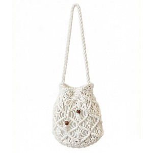 Alilang Open Knit Crochet Shoulder Bag with Drawstring Closure