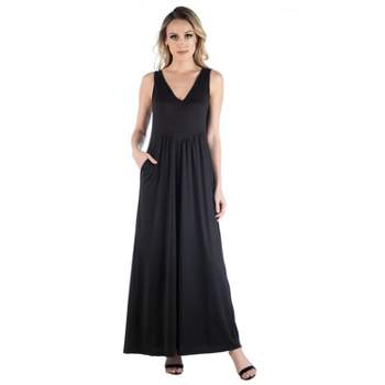 24seven Comfort Apparel Women's Relaxed Sleeveless Tunic A-Line Long Dress