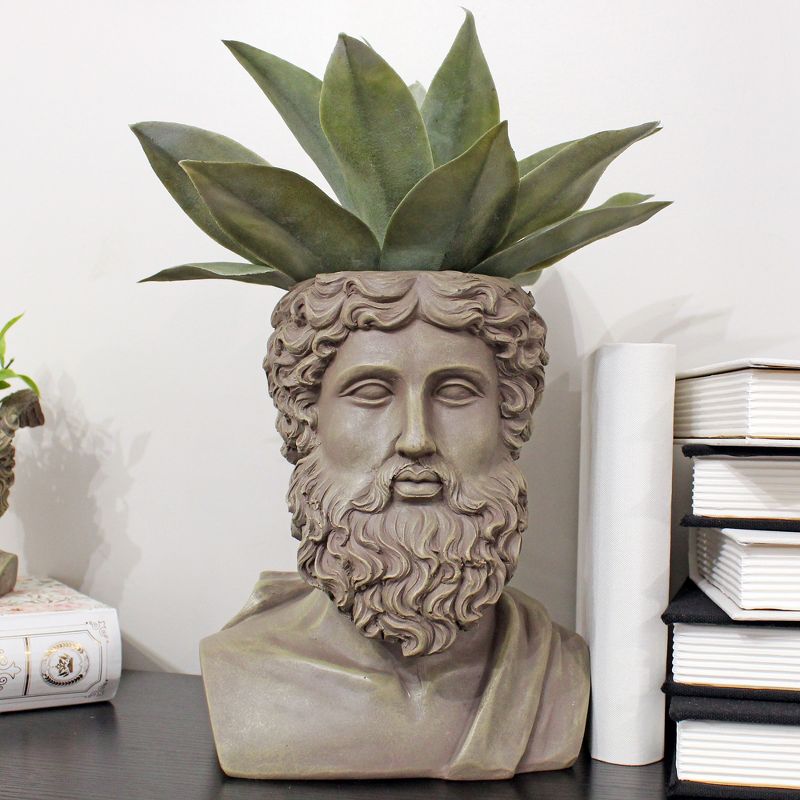 Esterno Greek God Zeus Planter Pot; Garden Decor Statue Head Planter, 2 of 9