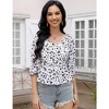 Women's Tops Floral Pleated V Neck Sleeveless Camisole Tank Tops White Black XL - 3 of 4