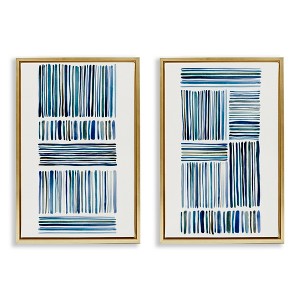 Stupell Industries Contrasting Linear Dashes 2pc Floating Frame Art Set - 1 of 4