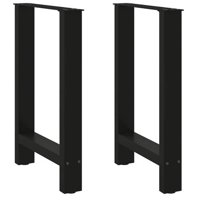 vidaXL Coffee Table Legs Black 2 pcs Adjustable Height Steel Furniture Support Sturdy Modern Design