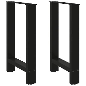 vidaXL Coffee Table Legs Black 2 pcs Adjustable Height Steel Furniture Support Sturdy Modern Design - 1 of 4