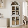 Arched Bookshelf with Doors and Drawers Farmhouse Bookcase Display Storage Shelves 71.4in Tall Display Cabinet Rounded Bookcases - 3 of 4