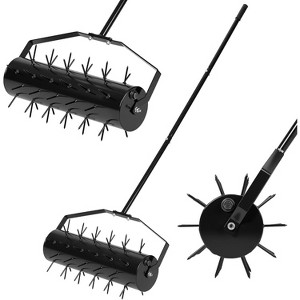 Rolling Lawn Aerator, 71" Heavy Duty Manual Aerator Tool with Adjustable Handle & Pre-Attached Spikes, Soil Penetrator Push Lawn Aeration for Garden - 1 of 4