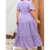 YESFASHION Women Plus Size Wrap Dress High Waist Short Sleeve Ruffle Casual Summer Maxi Dresses with Belt - 2 of 4