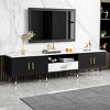71'' Modern TV Stand for TVs up to 80'',Entertainment Center with 2 Cabinets,Open Compartments for Living Room – The Pop Home - 2 of 4