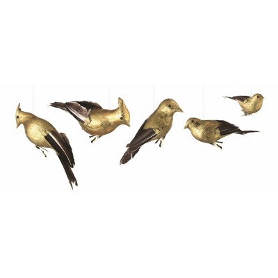 Napa Home and Garden 5ct Gilded Birds Clip-On Christmas Ornament Set 8.25" - Brown/Gold