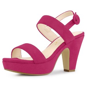 Allegra K Women's Slingback Platform Chunky High Heel Adjustable Buckle Strap Sandals - 1 of 4