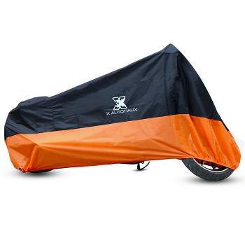 Unique Bargains 190T Black Orange Motorcycle Cover Outdoor Waterproof Dust Snow Protector