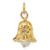 Black Bow Jewelry 14k Yellow Gold & FW Cultured Pearl 3D Wedding Bell Pendant, 12mm - 3 of 4