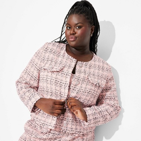 Ladies plus size tweed jacket best sale