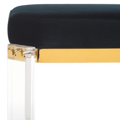 Black Acrylic and Brass Backless Bar Stool