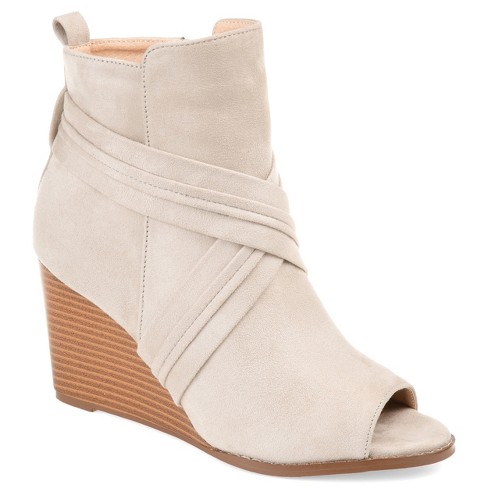 open toe wedge booties