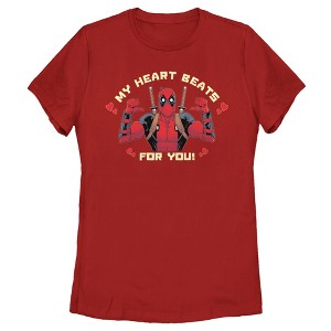 Women's Marvel Deadpool My Heart Beats For You T-Shirt - 1 of 4