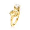 Ross-Simons 5.5-6mm Cultured Pearl Seashell Open-Space Ring in 18kt Gold Over Sterling - 3 of 4