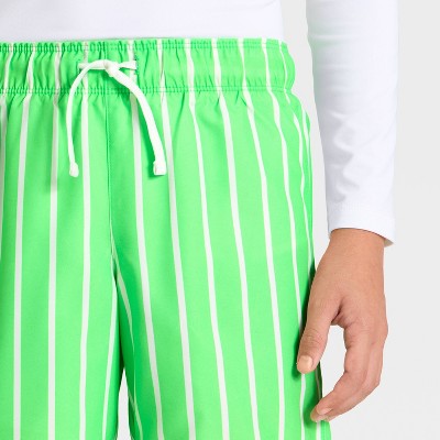 Cat & Jack Boys' Pinstripe Trunk Swim Shorts - Cat & Jack™ Green M — фото 3