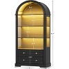 PAKASEPT 73'' Tall 4-Tier Arched Display Cabinet with Glass Doors, Curio Cabinet with LED Lights for Collectibles Bookcase, Arched Pantry Cabinet - 2 of 4