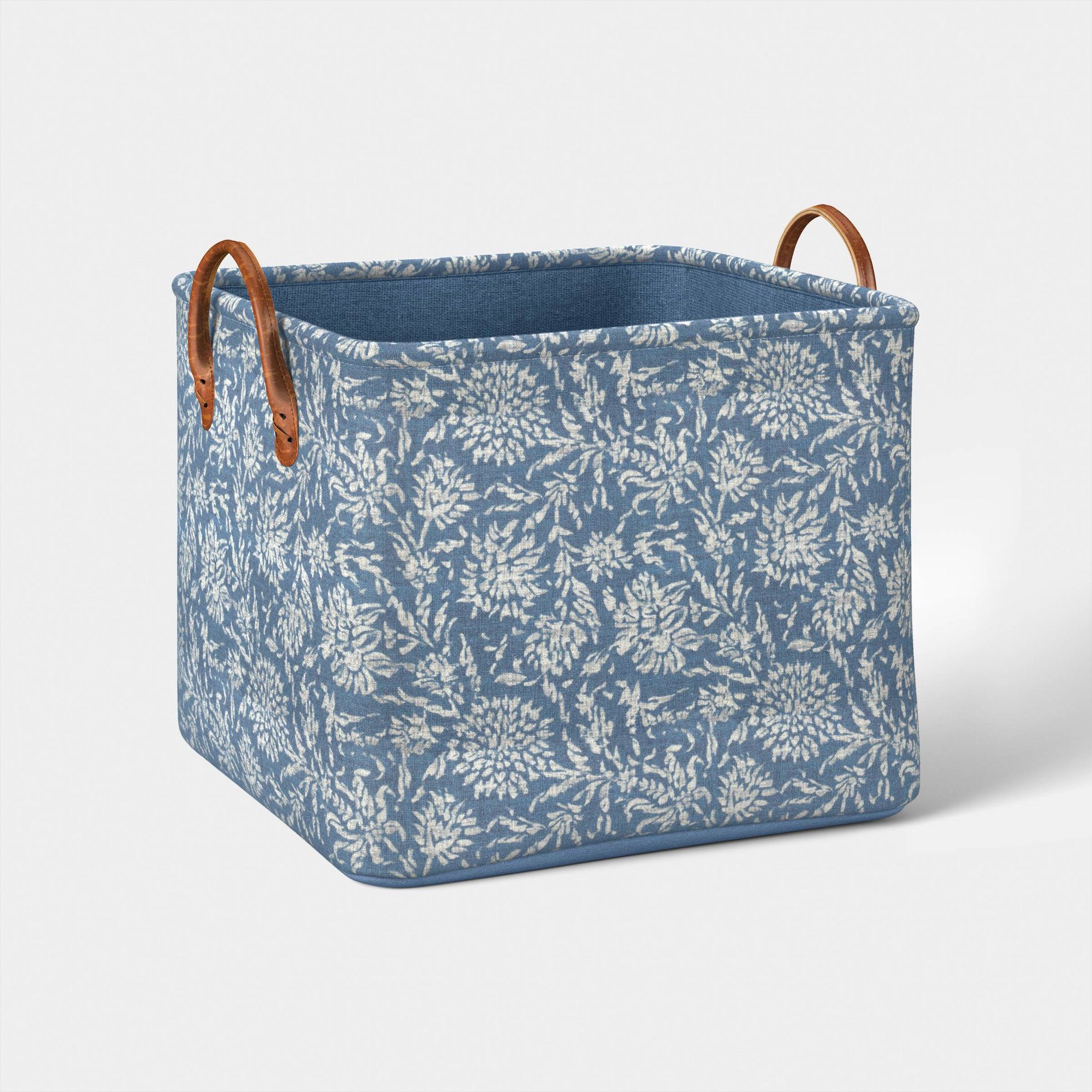 Large Quilted Fabric Bin Blue Floral - Threshold™