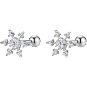 Hypoallergenic Snowflake Studs: 20g Screw Back Earrings for Cartilage & Tragus. - 1 of 4
