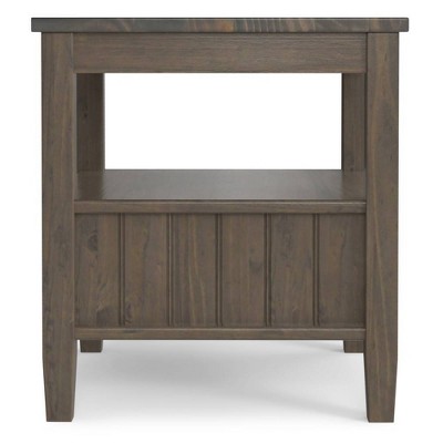 Smoky Brown Solid Wood Rectangular End Table with Drawer