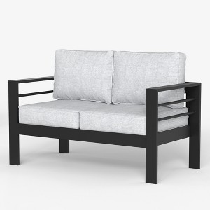 LayinSun Aluminum Patio Loveseat Sofa, All-Weather Metal Modern 2 Seater Outdoor Sofa with 5" Thick Cushion - 1 of 4