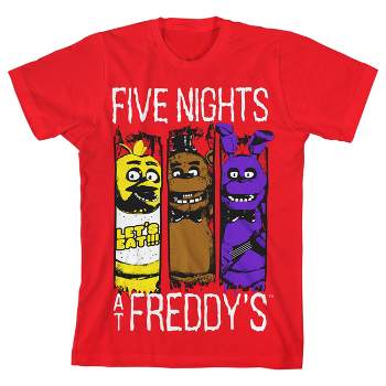 Five Nights At Freddy's Animatronics Character Art Boy's Red T