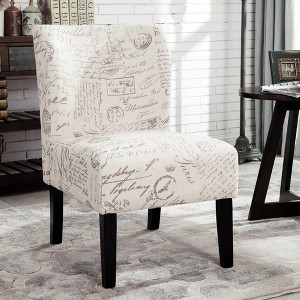 Print Fabric Armless Contemporary Accent Chair with Purple Floral Pattern, Durable Frame and Low-Profile Design - 1 of 4