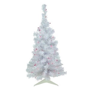 Northlight Pre-Lit Medium Rockport White Pine Artificial Christmas Tree - 3' - Purple Lights - 1 of 4