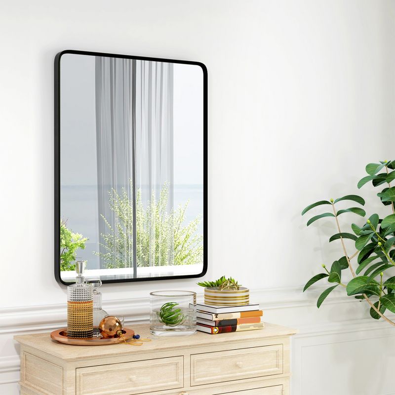 HOMCOM Aluminum Frame Wall Mounted Mirror, Decorative Rectangular Wall Mirror (Horizontal/Vertical), 2 of 7