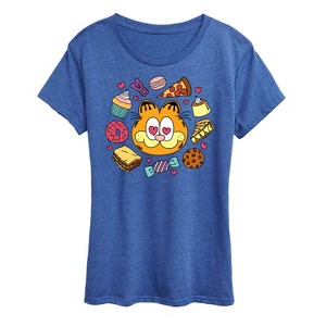 Women's - Garfield - Garfield Hearts Food Short Sleeve Graphic T-Shirt - 1 of 4