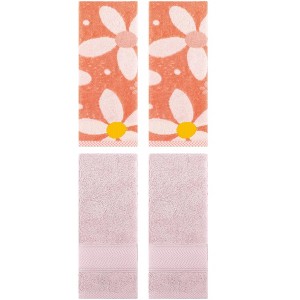 REGALWOVEN 4 Pcs Bathroom Decorative Cotton Soft Absorbent Sold Striped Hand Towel - 1 of 4