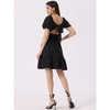 Allegra K Women's Smocked Summer Casual Bow Tie Back Ruffle A-Line Dress - 3 of 4
