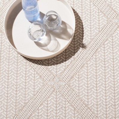Cream Beige Geometric Synthetic Indoor Outdoor Area Rug