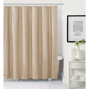 Heavy Duty Taupe/Khaki 10 Gauge Hotel Non-Toxic Odor Free PEVA Shower Curtain Liner - Mold & Mildew Resistant - 1 of 3