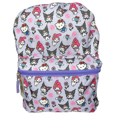 Kuromi All Over Nylon Purple Kids School Backpack 16" School Bookbag for Girls