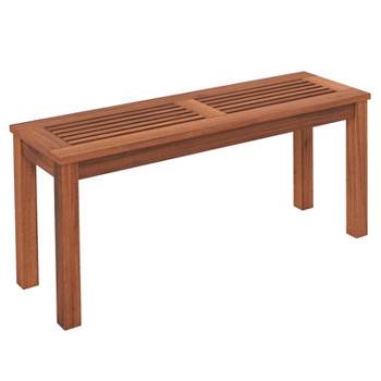 Tangkula 1PC/2PCS Patio Wood Bench 2-Person Solid Wood Bench w/ Slatted Seat 39.5” Long Bench w/ Stable Wood Frame