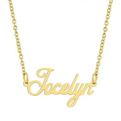 Kisper 18k Gold Plated Stainless Steel Personalized Name Pendant ...