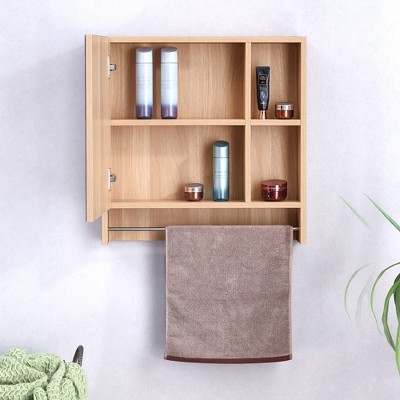 VYNXARIA Wall-Mounted Bathroom Mirror Cabinet with Shelves & Towel Rack.