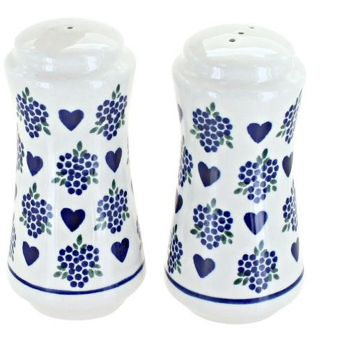 Hull Pottery Salt and Pepper Shakers, Turquoise Blue With White