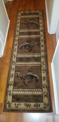 Masada Rugs Western Area Rug Design 370 Lodge Brown (2 Feet 4 Inch X 10 Feet  9 Inch) Runner : Target