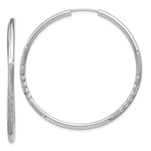 Black Bow Jewelry 2mm, 14k White Gold, Diamond-cut Endless Hoops, 45mm (1 3/4 Inch) - 1 of 4