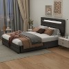 FUFU&GAGA Gray Queen Size Bed with LED Lights USB Ports & Storage Drawers - 2 of 4