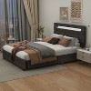 FUFU&GAGA Gray Queen Size Bed with LED Lights USB Ports & Storage Drawers - image 2 of 4